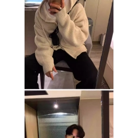 Autumn Clothing Men's Light Luxury Knitted Hooded ..