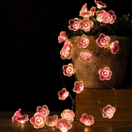 2m Cherry Blossom Flower Garland Lamp Battery Oper..