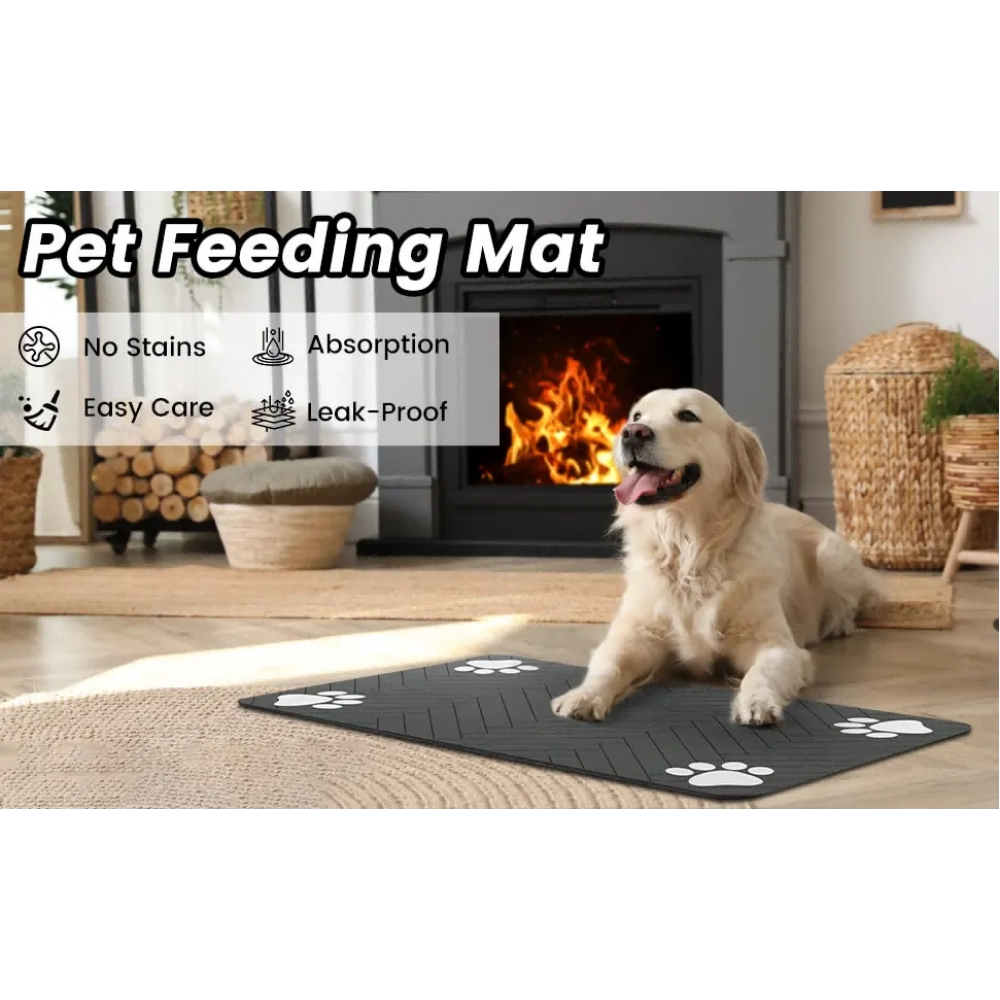 Pet Feeding Mat-Absorbent Pet Placemat for Food and Water Bowl, with Waterproof Rubber Backing, Quick Dry Water Mat for Dog Cat